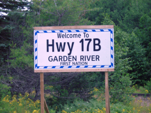 Hwy 17B Garden River sign