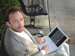 Jimmy Wales accessing Wikipedia