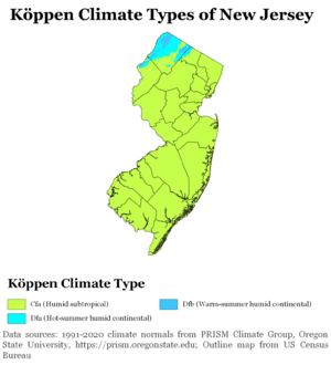 Köppen Climate Types New Jersey
