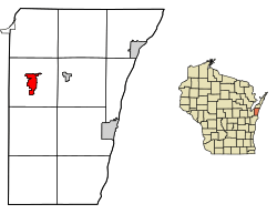 Location of Luxemburg in Kewaunee County, Wisconsin.