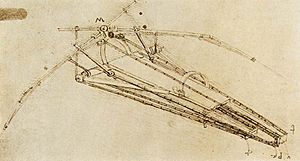 Leonardo da vinci, Drawing of a flying machine