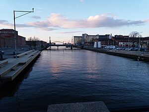 Lidan river in Lidköping in the evening