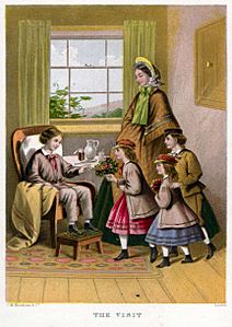 Lithography by Kronheim and Co for A Visit to Aunt by Agnes Agnes Giberne-The Visit