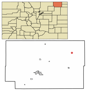 Location of the Town of Crook in the Logan County, Colorado.