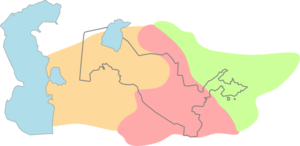 Map of 3 Uzbek tribal dynasties in the middle of the 19th century