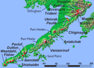 Map of Alaska Peninsula Volcanoes