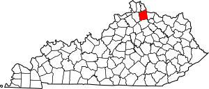 Map of Kentucky highlighting Pendleton County