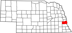 Map of Nebraska highlighting Cass County