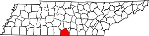 Map of Tennessee highlighting Lincoln County