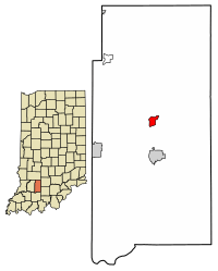 Location of Dover Hill in Martin County, Indiana.