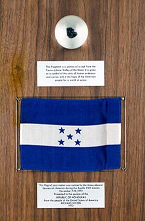 NASA photo Honduras Apollo 17 plaque