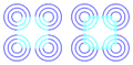 Optical illusion - subjectively constructed cyan sqare filter above blue cirles