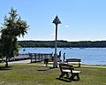 Park with a purple martin birdhouse in Ephraim Wisconsin