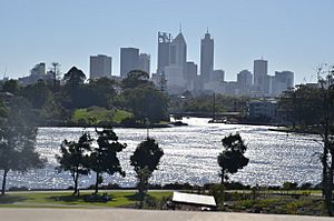 Perth city skyline and Claise Brook