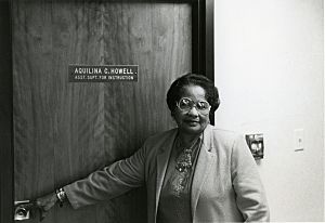 Portrait of Leon County Assistant Superintendent for Instruction Aquilina Casañas Howell at her office door.jpg
