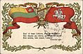 Postcard with Vytis (Waykimas) and Lithuanian flag by Jonas Vanagaitis