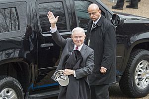 Senator Jeff Sessions arrives before the 58th Presidential Inauguration Parade, Jan. 20, 2017