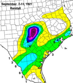 September 7-11 1921 Texas rainfall