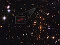 Stretched out image of distant galaxy