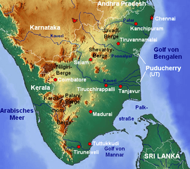 Tamil Nadu topo deutsch mit Gebirgen