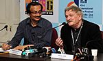 The Director, IFFI, Shri Shankar Mohan with the award winning Australian Film Maker, Paul Cox at press meet, during the 43rd International Film Festival of India (IFFI-2012), in Panaji, Goa on November 28, 2012.jpg