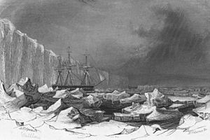 USS Peacock in ice, 1840