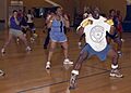 US Navy 060407-N-5686B-002 Billy Blanks, creator of Tae Bo, instructs a class at Commander, Fleet Activities Yokosuka Japan's Fleet Recreation Center for active duty personnel stationed in the area