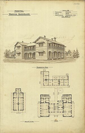 Architectural plans of hospital, Warwick, 1888