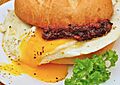 Bacon jam on egg sandwich