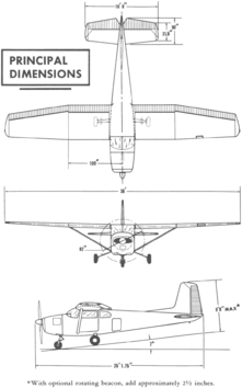 3-view line drawing of the Cessna 182B Skylane