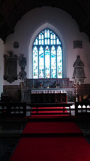 Chancel, looking towards the altar and the great east window, St Padarn's Church, Llanbadarn Fawr