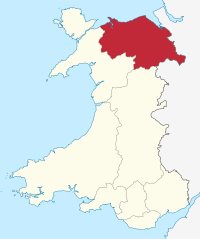 Clwyd shown within Wales as a preserved county