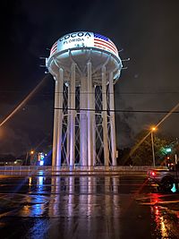 Cocoa water tower night