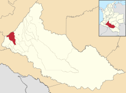 Location of the municipality and town of Belén de Andaquies in the Caquetá Department of Colombia.