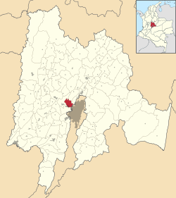 Location of the municipality and town of Funza in the Cundinamarca Department of Colombia