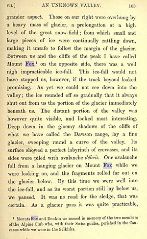 Extract from Among The Selkirk Glaciers