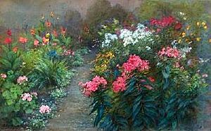 Fidelia Bridges - A Garden in Bloom - 1897