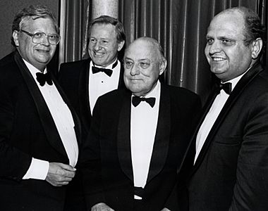 Four past New Zealand prime ministers together in 1992