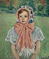 Girl in a Bonnet Tied with a Large Pink Bow by Mary Cassatt