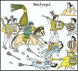 Guerreros tlaxcaltecas junto a sus aliados españoles Lienzo de Tlaxcala. Siglo XVI