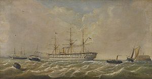 Henry Robins - HM Troopship ‘Crocodile’, in the Spithead Channel, 1880 LW NARM 131968