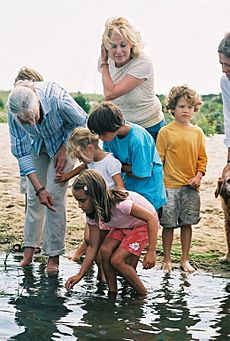 Jane Goodall sharing the magical wonders of water and wetlands with children on Martha's Vineyard