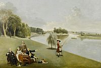 Johann Zoffany - 'The Garden at Hampton House, with Mr and Mrs David Garrick taking tea'