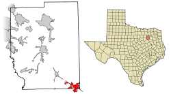 Location of Mabank in Kaufman County, Texas