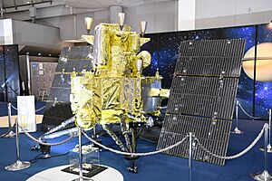 MMX spacecraft (scale model) right rear view in 1F atrium of JA2024 at Tokyo Big Sight October 19, 2024
