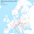 Map night trains in europe