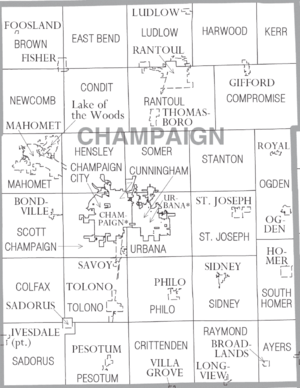 Map of Champaign County Illinois