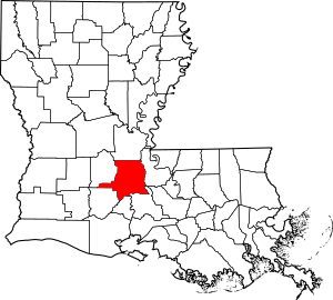 Map of Louisiana highlighting Saint Landry Parish