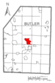 Map of Shanor-Northvue, Butler County, Pennsylvania Highlighted