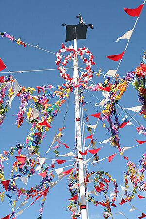 Maypole on May Day in Padstow - geograph.org.uk - 738591